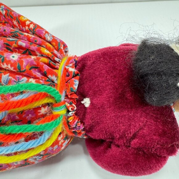 Vintage Fabric Cloth Doll Holding Lamb Southwest Decor Handmade Folk Art - Picture 11 of 11